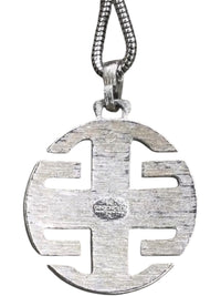 Givenchy Silver Tone Logo Pendant Necklace