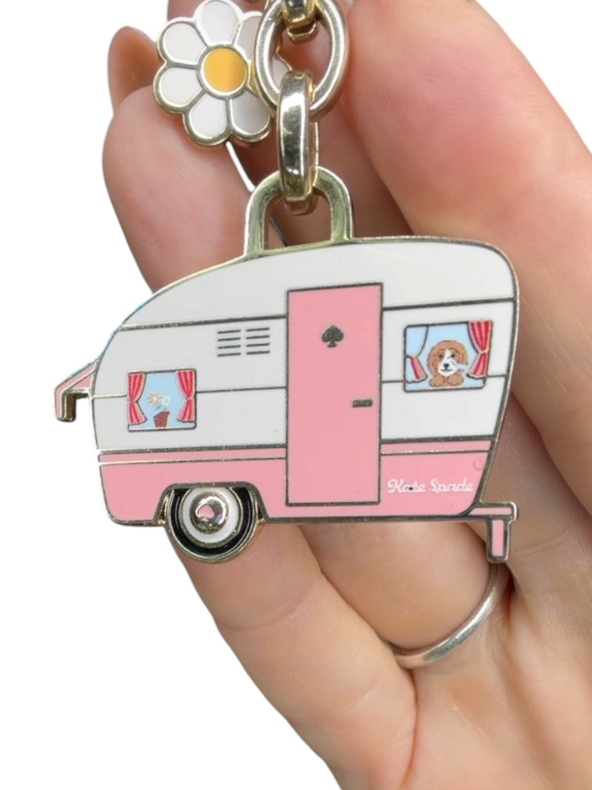Kate Spade New York Camper Trailer Keychain Charm with Daisy Accent