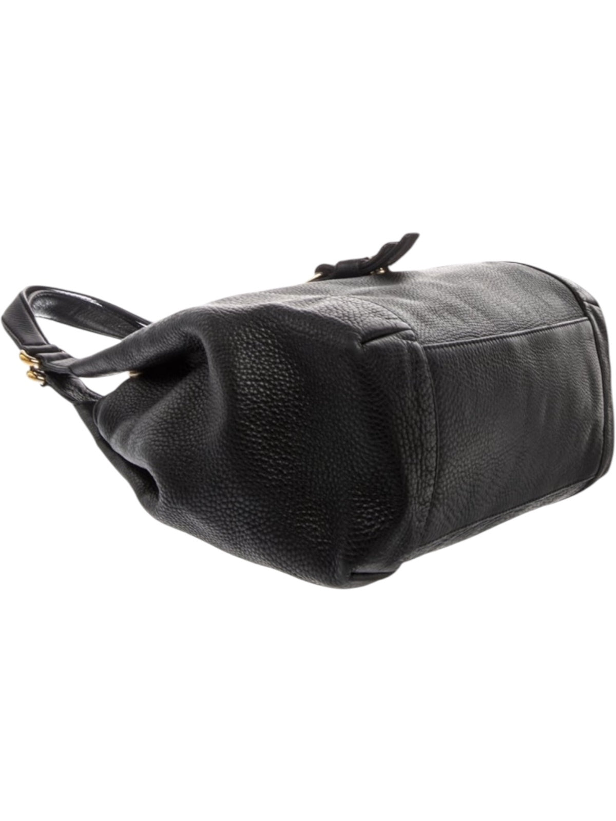GUCCI Abbey Greenwich Black Pebbled Leather Shoulder Bag with Gold Buckle