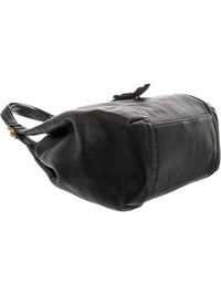 GUCCI Abbey Greenwich Black Pebbled Leather Shoulder Bag with Gold Buckle