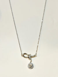 Moissanite authentic silver tone necklace 16”-18” New N5
