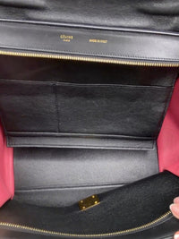 Celine Trapeze Medium Tricolor Leather & Suede Satchel Bag Black Taupe