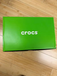 Crocs Men's White and Neon Green Classic Clog Sandals Size 10