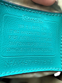 Coach Signature Nylon Swingpack Crossbody Bag Teal Blue Colorblock