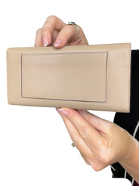 Celine Large Flap Wallet Beige Grained Leather Red Interior Continental Wallet