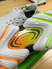 Crocs Men's White and Neon Green Classic Clog Sandals Size 10