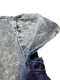 Vintage 80s Dirty Dancing Acid Wash Denim Crop Top Jeweled Buttons Size Large