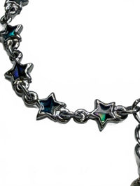 Silver Star Link Anklet with Iridescent Inlay