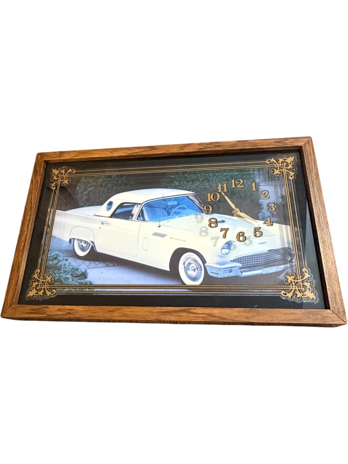 Vintage 1957 Ford Thunderbird Wall Clock Intercraft Industries 12x20 Framed Car