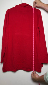 Erin London Red Cowl Neck Long Sleeve Tunic Sweater with Pockets Size L skuM