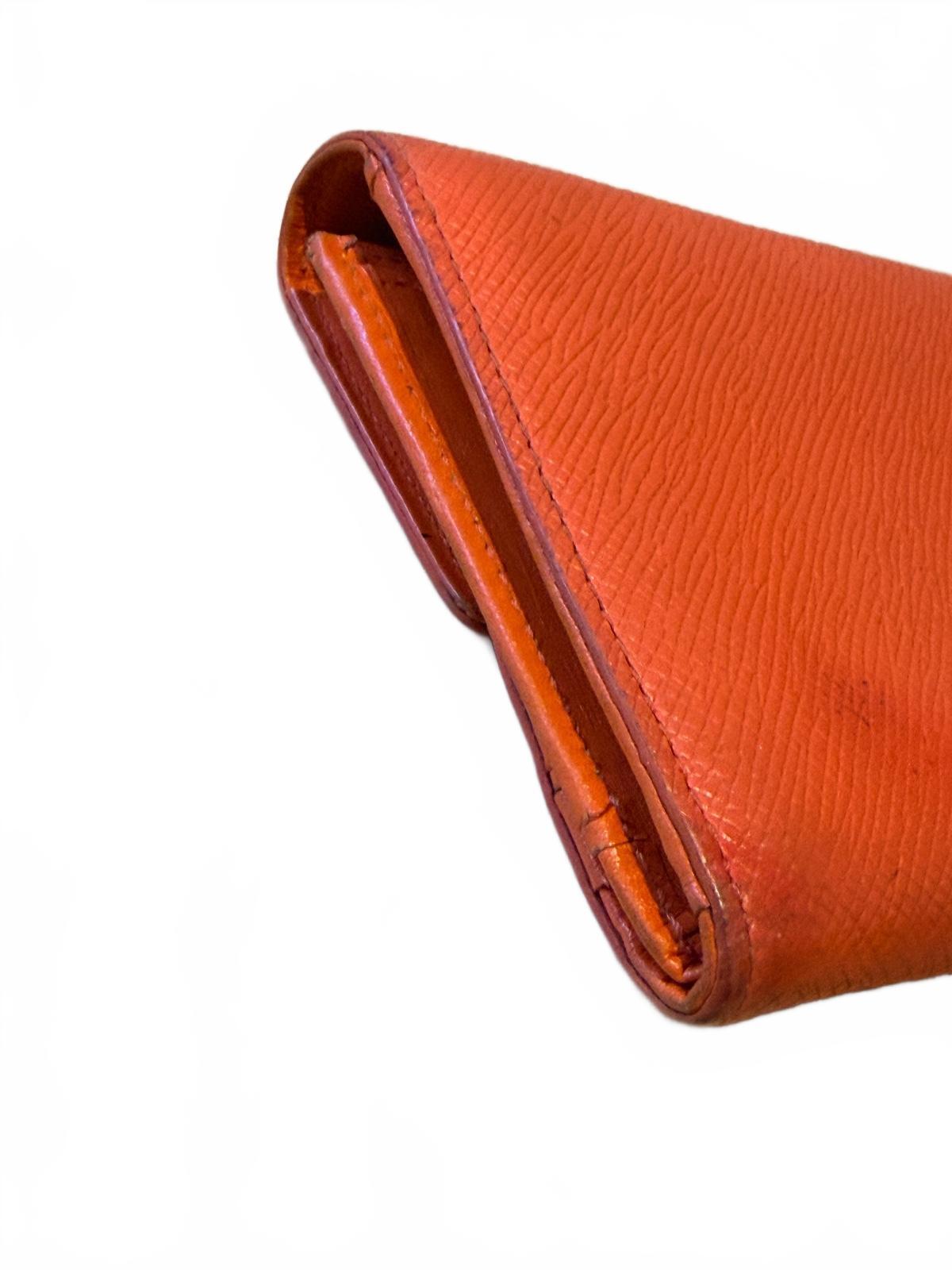 MCM Orange Leather Wallet with Gold-tone Clasp
