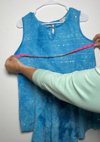 Cato Blue Sleeveless Sequin Handkerchief Hem Top Size M skuM