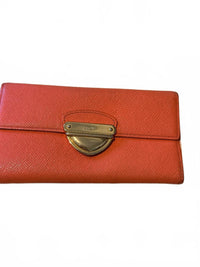 MCM Orange Leather Wallet with Gold-tone Clasp