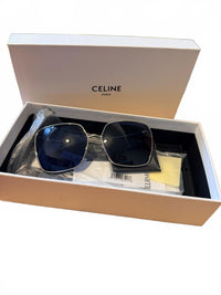 Celine CL40135U 16V Silver Blue Sunglasses 65mm New with Case and Box
