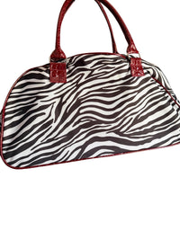Gloria Vanderbilt Zebra Print Rolling Duffle Bag Carry On Weekender Luggage Y2K