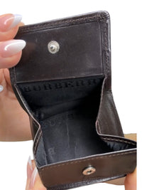 Burberry Nova Check Coin Wallet Archive Plaid Brown Leather