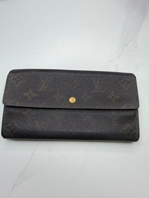Louis Vuitton Vintage Monogram Continental Long Snap Wallet Brown