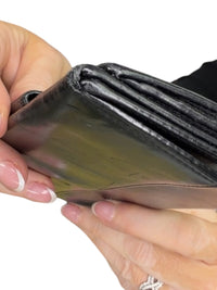 Bvlgari Black Leather Continental Wallet Long Bifold Snap Closure Wallet