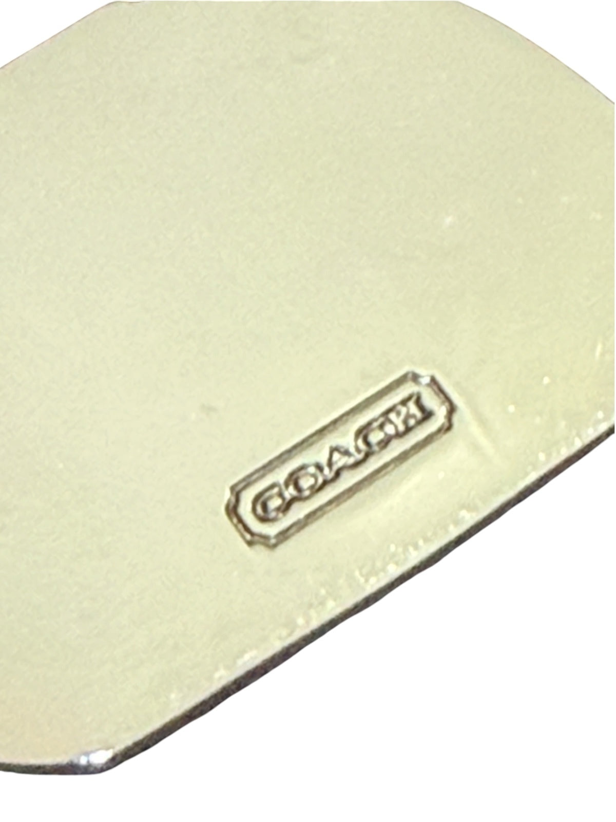 Coach Pink Handbag Charm Necklace Silver tone paperclip Chain toggle closure