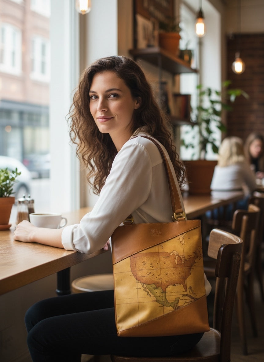 Alviero Martini 1A Classe Geo Classic Leather Tote Bag