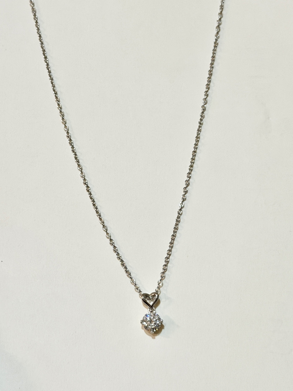 Moissanite authentic silver tone necklace 16”-18” New N10