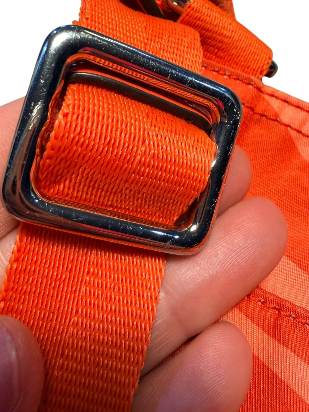 Coach Poppy Zebra Print Orange Nylon Crossbody Messenger Bag