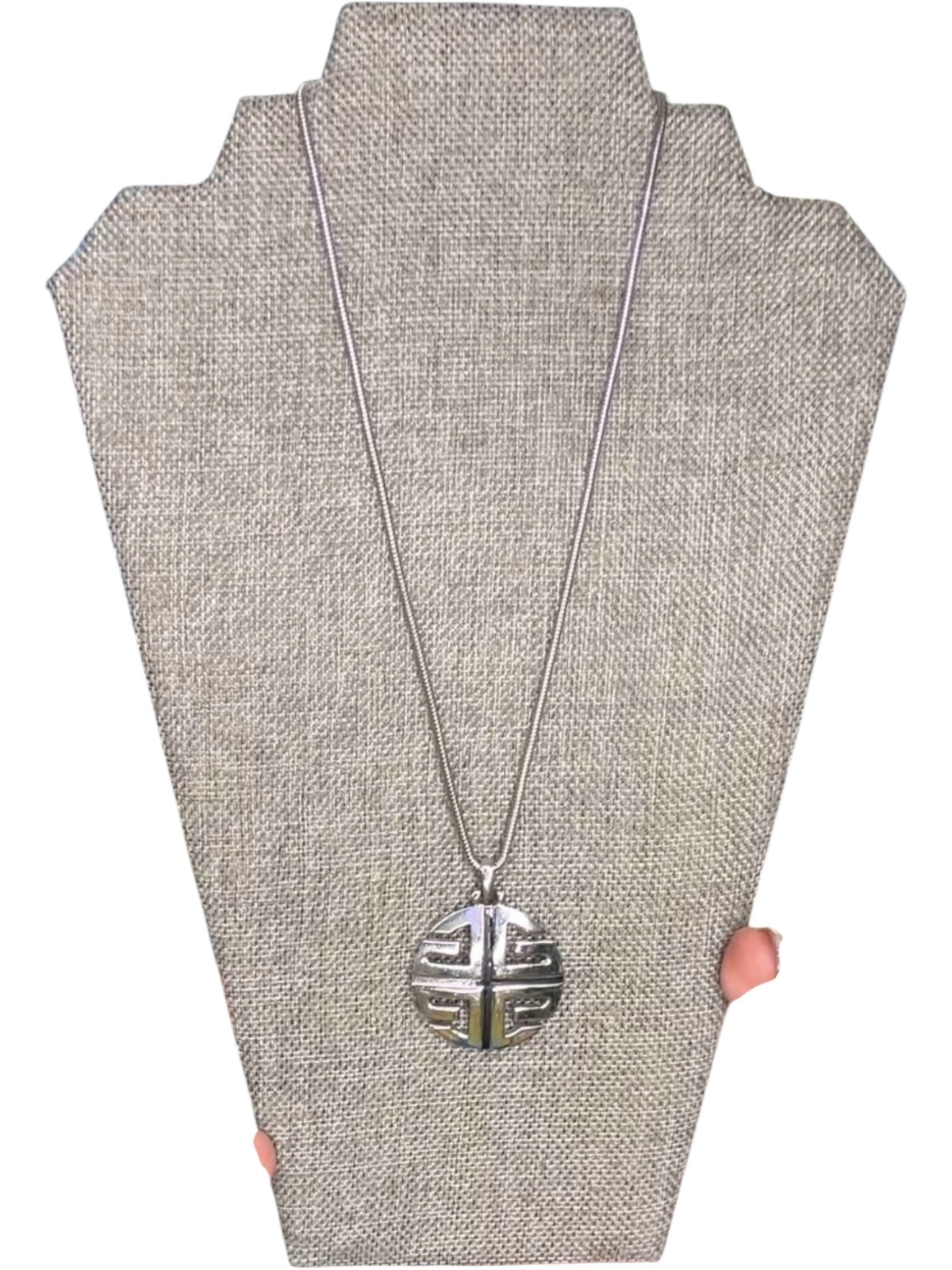 Givenchy Silver Tone Logo Pendant Necklace