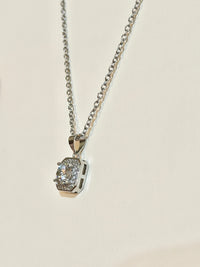 Moissanite authentic silver tone necklace 16”-18” New N8