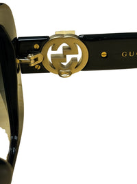 Gucci Oversized Black Square Sunglasses with Gold GG Logo