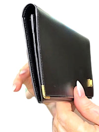 Dunhill Black Leather Long Wallet with Gold Accents - Minimalist Luxury Design