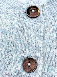 Free People Light Blue Green Knit Button-Up Cardigan Sweater