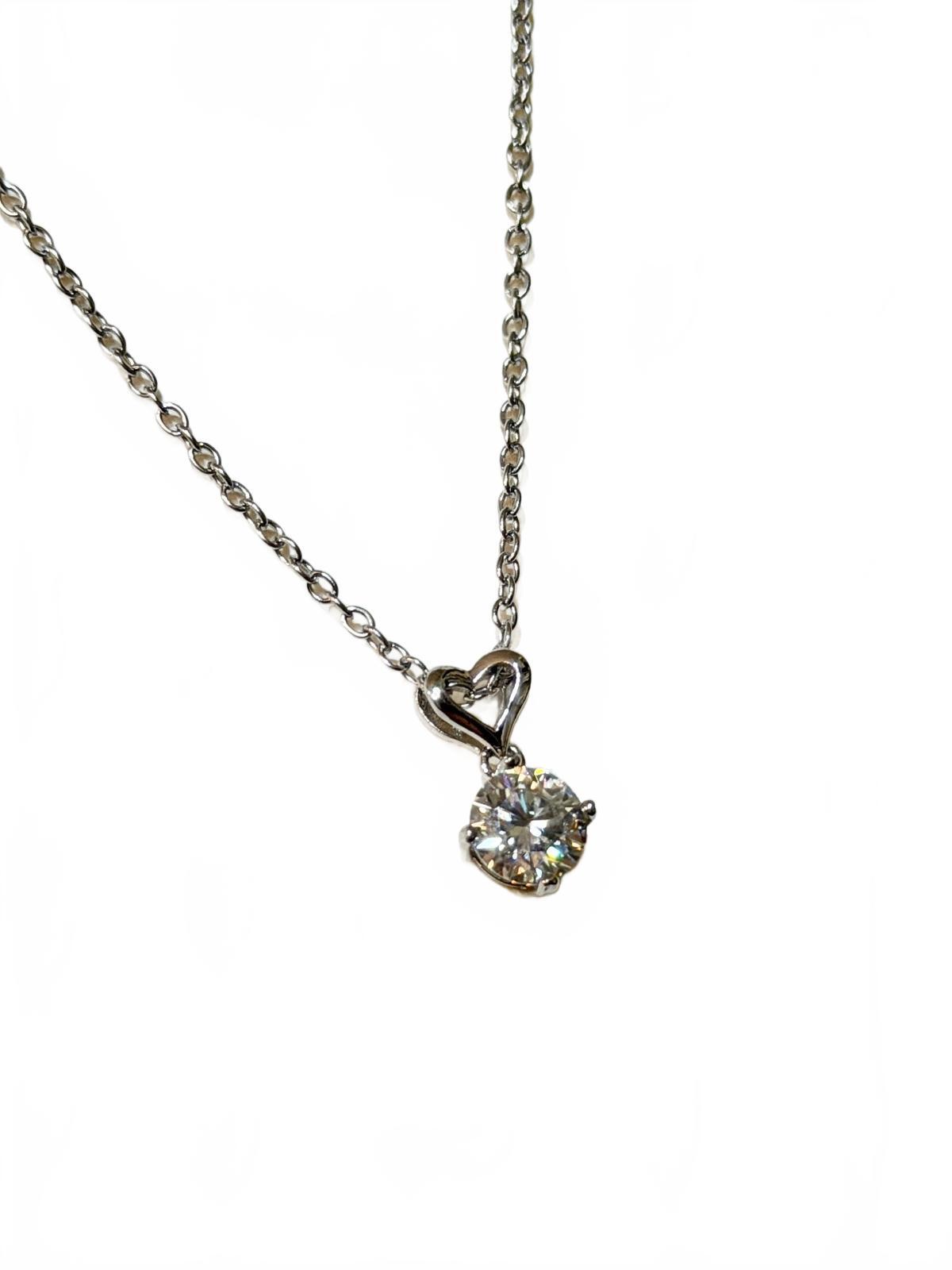 Moissanite authentic silver tone necklace 16”-18” New N10