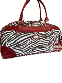 Gloria Vanderbilt Zebra Print Rolling Duffle Bag Carry On Weekender Luggage Y2K