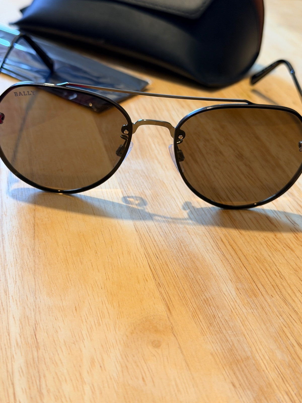 Bally BY0106/H-12E Unisex Black Metal Aviator Sunglasses New