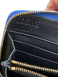 Loewe Embossed Leather Zip-Around Wallet in Blue