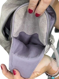 Free People Gray Suede Crossbody Sling Bag with Adjustable Strap
