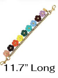 Colorful Flower Charm Gold Chain Bag and Clothing Accessory Strap