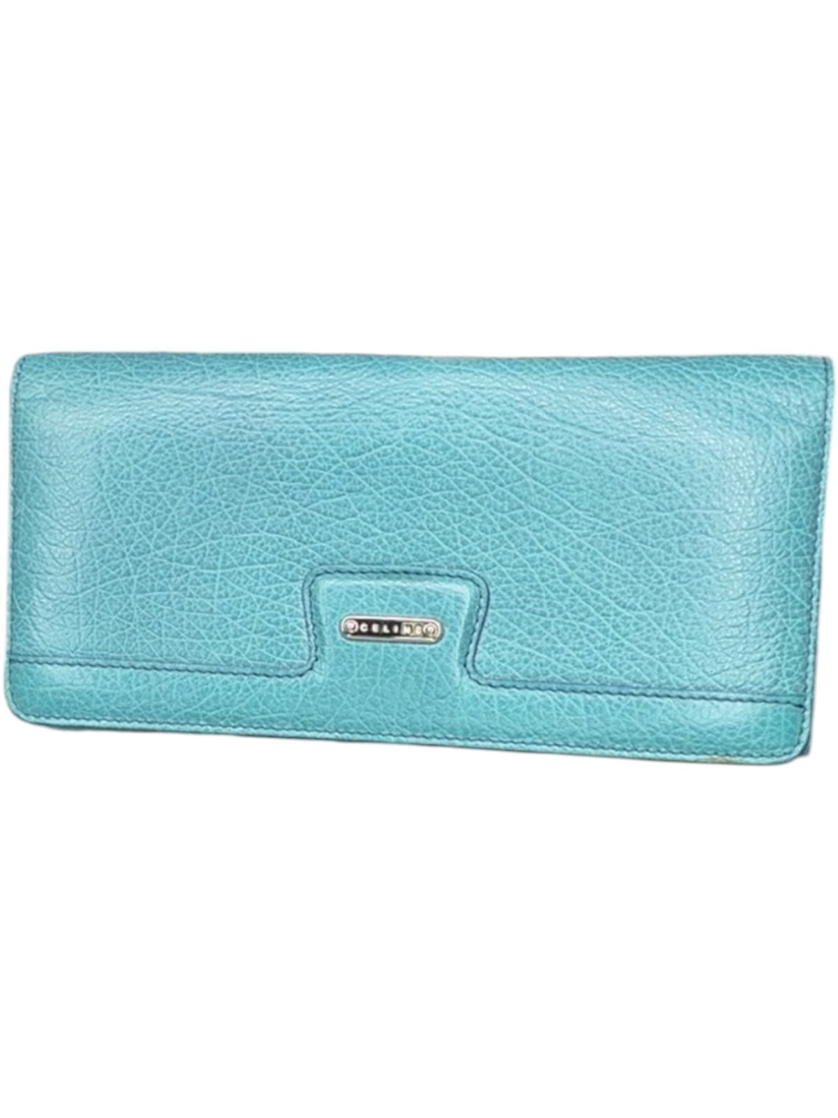 Celine Blue Leather Long Wallet authentic vintage Celine Large Flap Wallet