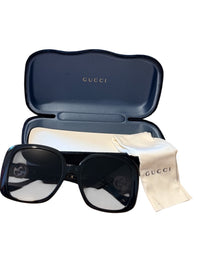 Gucci GG1029SA 001 Black Square Sunglasses Gray Gradient 57mm