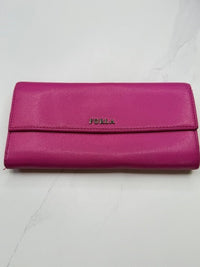 Furla Hot Pink Fuchsia Saffiano Leather Continental Wallet