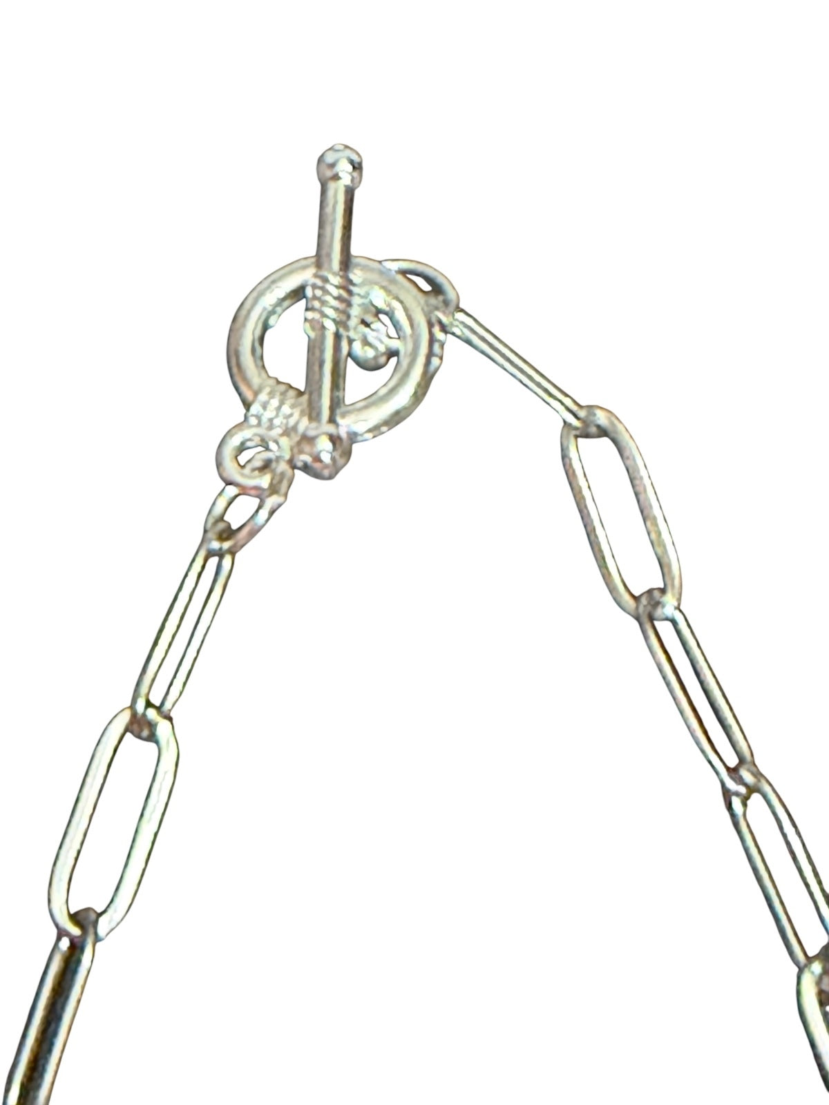 Coach Pink Handbag Charm Necklace Silver tone paperclip Chain toggle closure