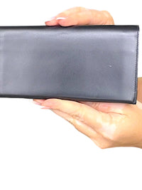 Dunhill Black Leather Long Wallet with Gold Accents - Minimalist Luxury Design