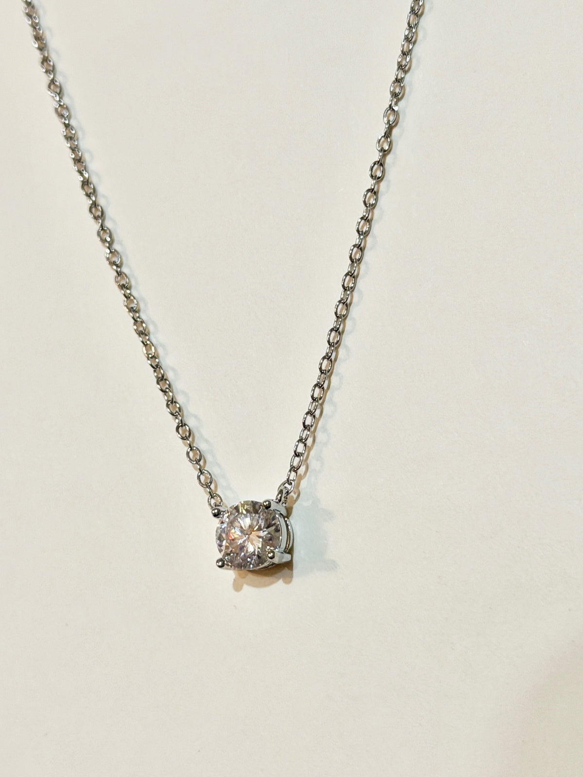 Moissanite authentic silver tone necklace 16”-18” New N6