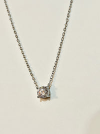 Moissanite authentic silver tone necklace 16”-18” New N6