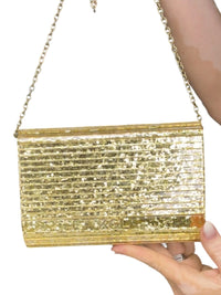 Kurt Geiger London Gold Glitter Acrylic Eagle Head Crossbody Clutch NWOT
