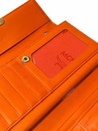MCM Orange Leather Wallet with Gold-tone Clasp