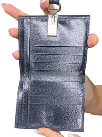 Gucci Vintage Navy Blue Leather Trifold Wallet Silver Hardware Made in Italy