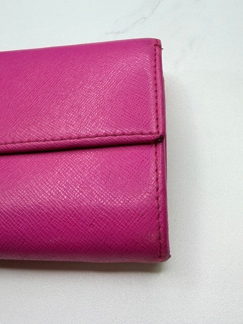 Furla Hot Pink Fuchsia Saffiano Leather Continental Wallet