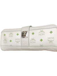 MCM White and Green Leather Clutch Bag