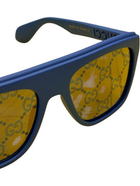 Gucci Blue Frame Sunglasses with Yellow GG Patterned Lenses
